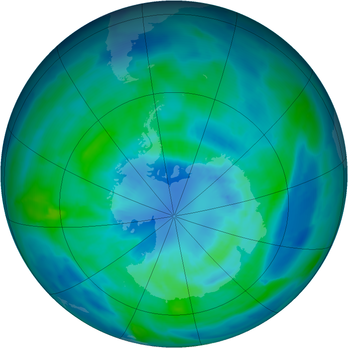 Antarctic ozone map for 28 March 2013